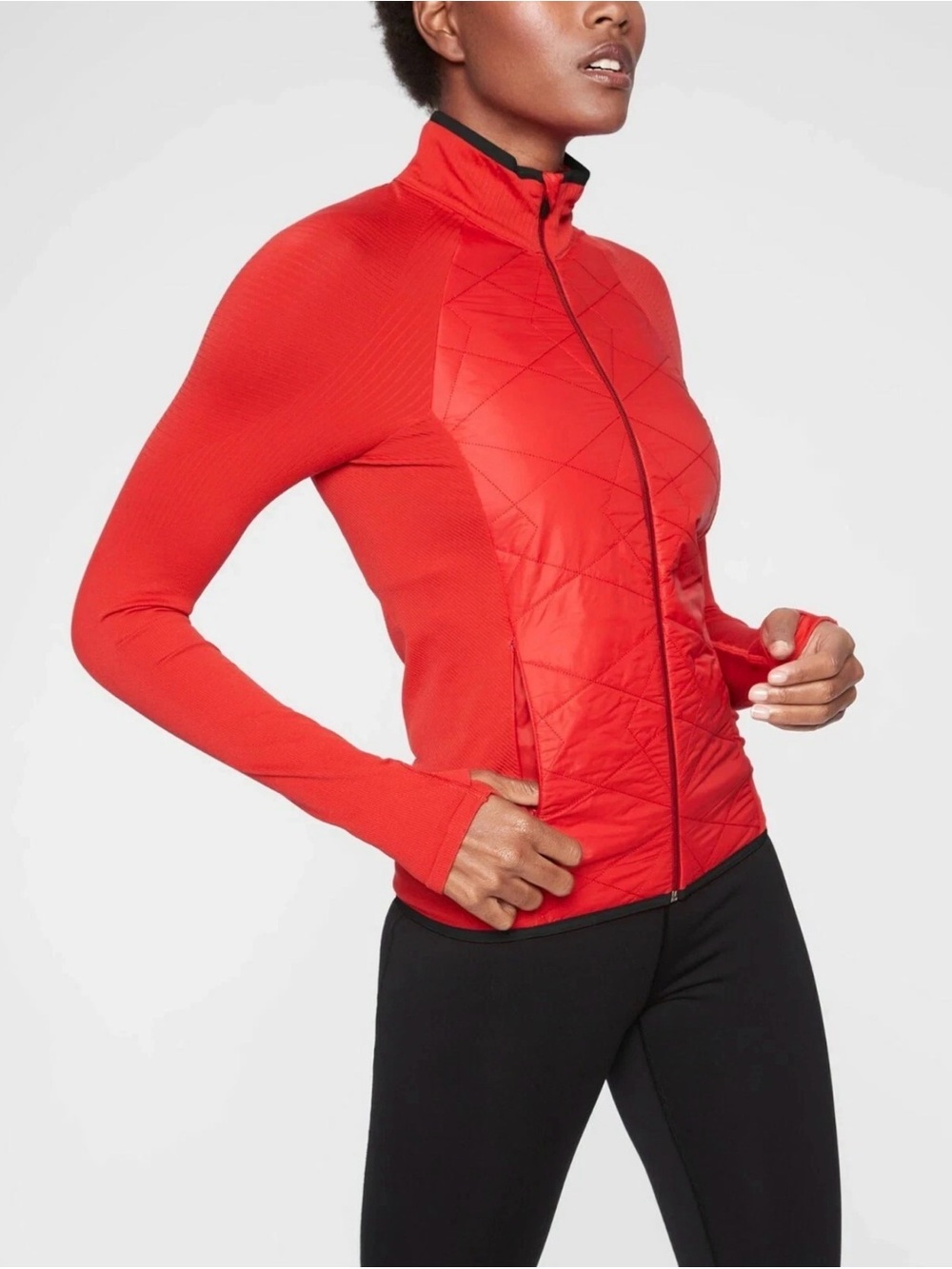 Athleta Insulated Flurry PrimaLoft Jacket Red Women Medium, Full Zip Workout